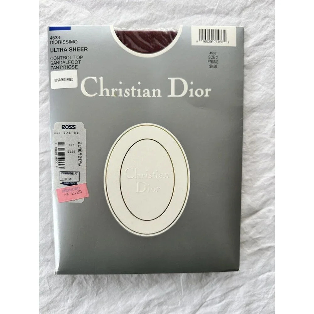 Christian Dior 4533 Prune Control Top Sandalfoot Ultra‎ Sheer Pantyhose Size 2